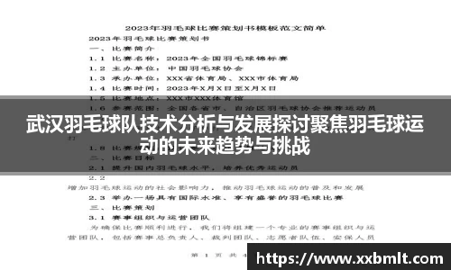 武汉羽毛球队技术分析与发展探讨聚焦羽毛球运动的未来趋势与挑战